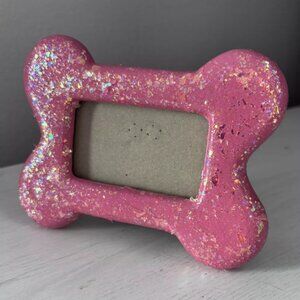 Glitter Sparkly Pink Girl Dog Bone Picture Photo Frame Tabletop Lover Gift